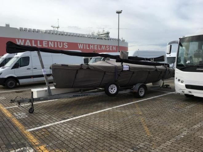 Team Kesbeke/SIKA/Gill NED827 at the port of Zeebruge before her big trip to the Melges 24 Worlds in Miami © Team Kesbeke / SIKA/ Gill